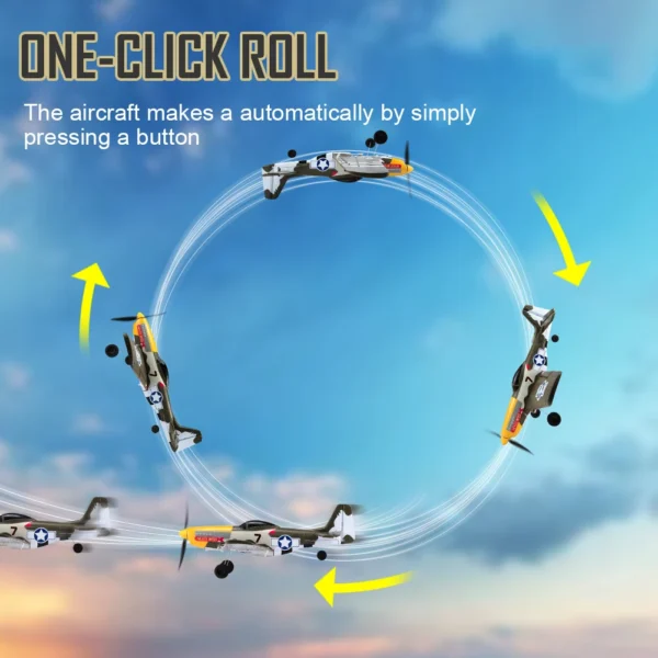 New P51 Mustang RC Plane 2.4G 4CH 6 Axis 410MM Wingspan Foam Fighter One Key Aerobatic RTF Aircraft Glider Toys Gifts - Image 3