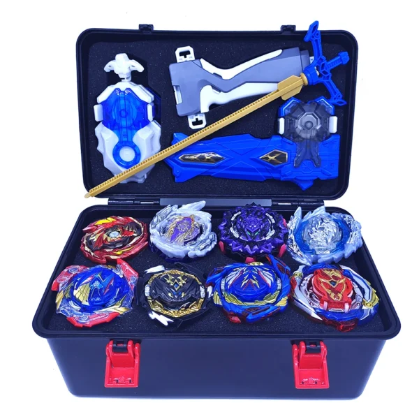 8x Blayblade Burst Gyro Toys Set with Launchers Grip Storage Box Case Battle Starter Metal Spinning Top Starter Bley Bley - Image 2