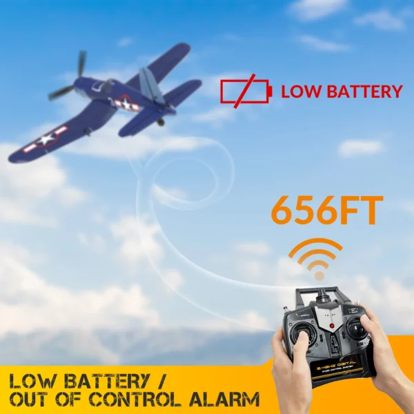 New F4U Corsair RC Plane 2.4Ghz 4CH 400mm Wingspan One-Key Aerobatic RTF Remote Control Aircraft Toys Gifts for Children - Image 4