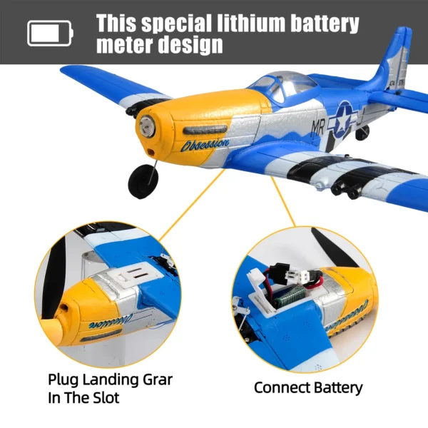 P51 Mustang RC Airplane 2.4G 4CH 6 Axis 400mm Wingspan RC Aircraft One Key Aerobatic RTF Glider Plane Toys Gifts - Image 5