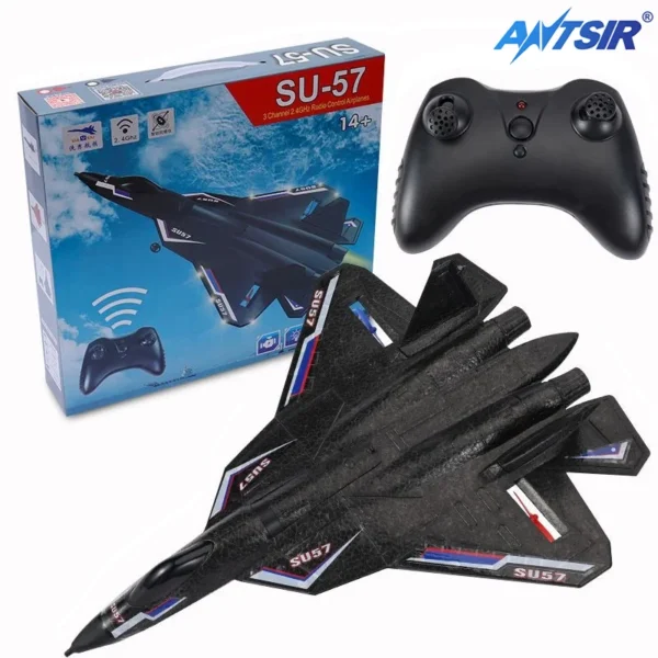 RC Plane SU57 2.4G Radio Remote Control Airplane With Light Fixed Wing Hand Throwing Foam Aircraft Model Toys For Children