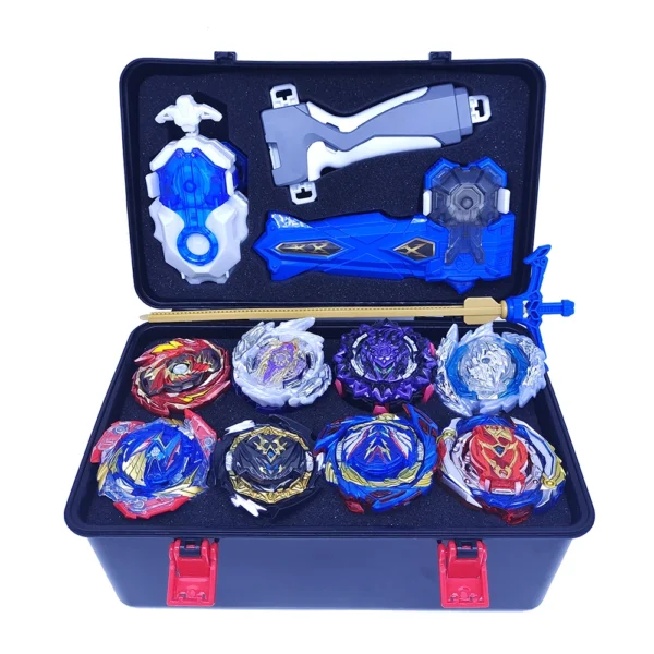 8x Blayblade Burst Gyro Toys Set with Launchers Grip Storage Box Case Battle Starter Metal Spinning Top Starter Bley Bley