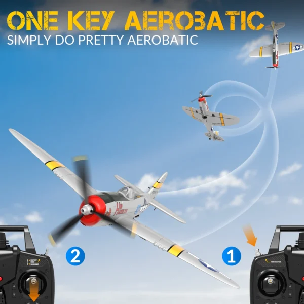 P47 Thunderbolt RC Plane 2.4G 4Ch RC Fighter 400mm Wingspan P47 RTF Aircraft One-key Aerobatic RC Warbird Airplane Toys Gifts - Image 3