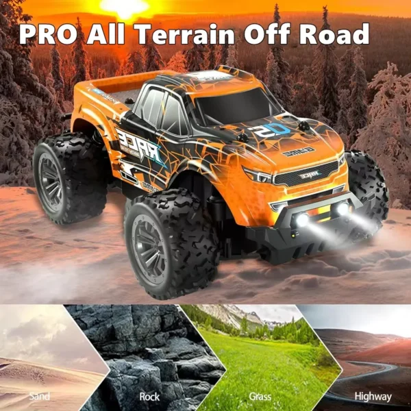 2.4G Remote Control Car 2WD All Terrain 20KM/H High Speed RC Drift Racing Off Road Truck with LED Lights Gifts for Kids - Image 4