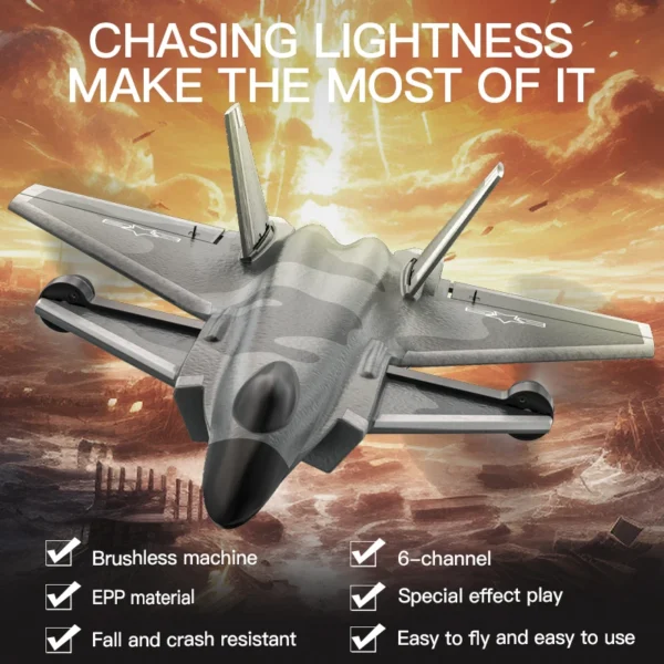 J20 Fighter 2.4G 6CH KF700 RC Airplanes With Brushless Motor 360 Degree Rotation Fixed Wing Glider Plane Model For Boy Gift
