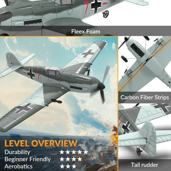 VOLANTEXRC BF109 RC Plane 2.4G 3CH Smart Balance EPP Gliders Fighter 400MM Fixed Wingspan With 6-Axis Gyro Stabilizer RTF Glider - Image 5