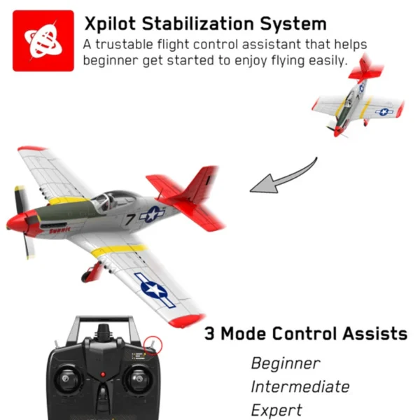 P51D RC Plane 750MM Wingspan 4-Ch RC Aircraft RTF Mustang Airplane W One-key Aerobatic RC Toys Gifts (761-5 RTF) - Image 3