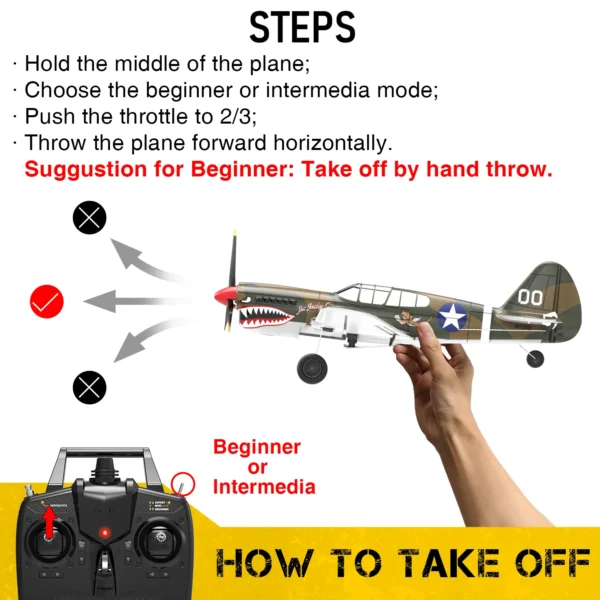 P40 RC Plane 2.4GHz 4CH EPP 6-Axis Gyro Remote Control Airplane One-Key U-Turn Aerobatic RC Fighter Aircraft RTF 761-13 Toy Gift - Image 6