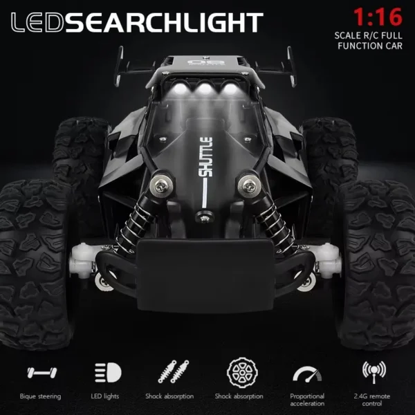 Radio 1:16 Model RC Car With LED Lights 2WD Off Road Remote Control Racing Drift Climbing Vehicle Cars Toys Gifts for Boys Girls - Image 5