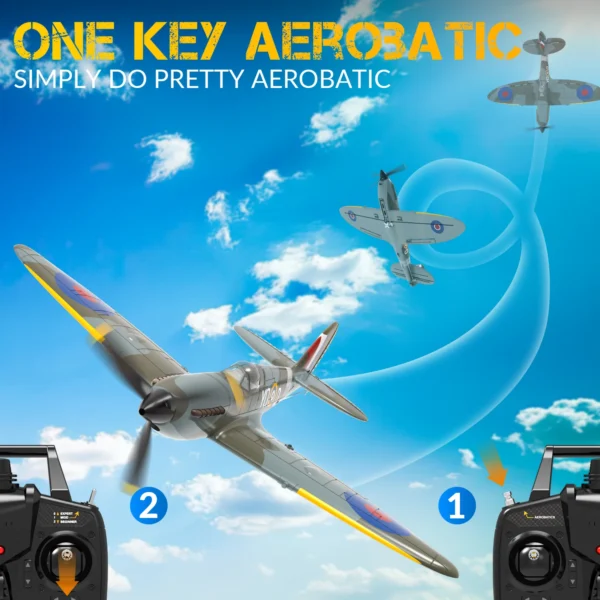 Volantex New Spitfire RC Plane EPP 400mm Wingspan RC Fighter One Key Aerobatic 2.4G 4CH RTF Warbird Plane - Image 3