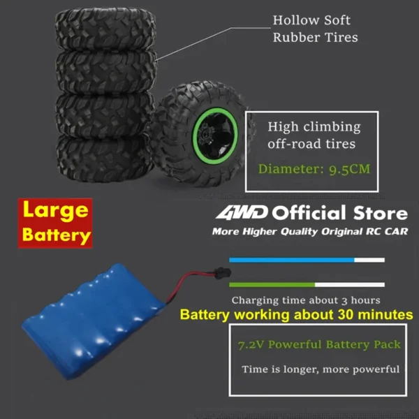 4WD Remote Control Off Road RC Car Radio Climbing Super Alloy Truck Buggy 4x4 RTR Vehicle Electric Toy for Children Kid Gift - Image 6