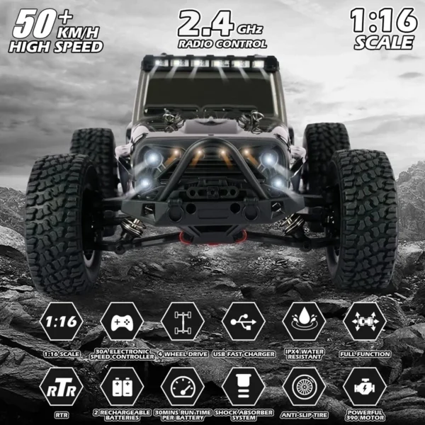 4WD Remote Control RC Car 50 or Super Brushless 80KM/H Fast RTR High Speed All Terrain Off Road Radio 4x4 Truck for Adults Kids - Image 2
