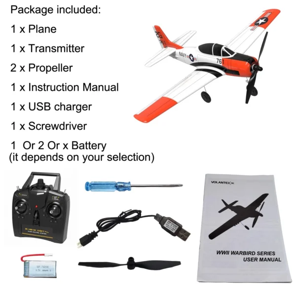 T28 RC Airplane 2.4G 4CH Remote Control Plane EPP RC Aircraft One-key Aerobatic RTF RC Fighter 761-9 - Image 6