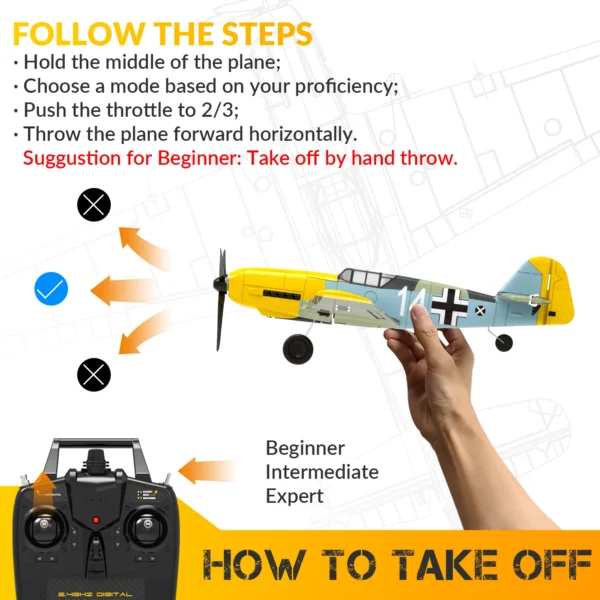 BF109 RC Plane 2.4G 4CH 400mm Wingspan One-key Aerobatic Remote Control Aircraft RTF 761-11 EPP Foam RC Fighter - Image 5