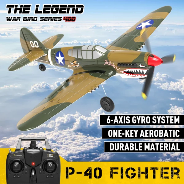 P40 RC Plane 2.4GHz 4CH EPP 6-Axis Gyro Remote Control Airplane One-Key U-Turn Aerobatic RC Fighter Aircraft RTF 761-13 Toy Gift - Image 2