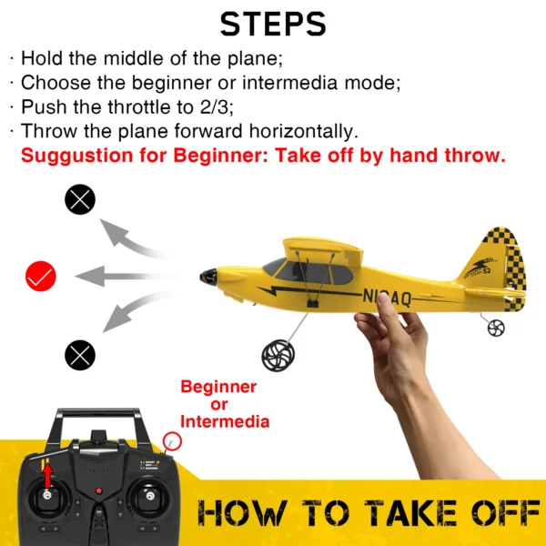 Sport Cub S2 RC Airplane 2.4G 3CH Remote Control Plane 400mm Wingspan Aircrafts with Gyro Stabilizer 76114 EPP Foam Plane RTF - Image 6