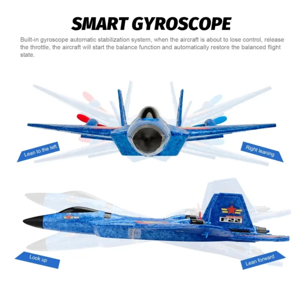 F22 Raptor RC Plane 2.4G 2CH Remote Control Flying Glider With LED Lights EPP Foam Airplane Toys For Children Gifts - Image 4