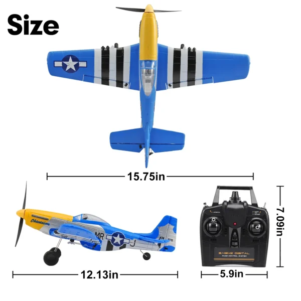 ANTSIR Zero/SpitfireP51D Mustang/F4U Corsair 4Ch RC Plane 400MM Wingspan Wrdbird Fighters 2.4G 6-Axis One Key Aerobatic Airplane - Image 5