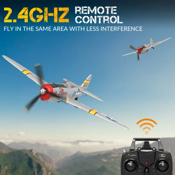 P47 Thunderbolt RC Plane 2.4G 4Ch RC Fighter 400mm Wingspan P47 RTF Aircraft One-key Aerobatic RC Warbird Airplane Toys Gifts - Image 2