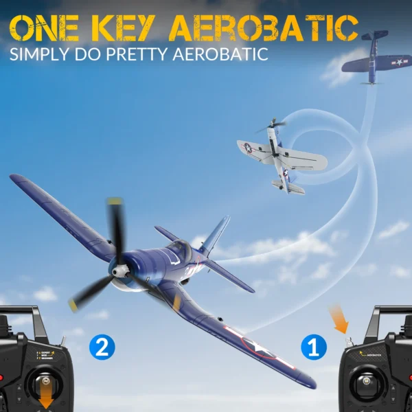 New F4U Corsair RC Plane 2.4Ghz 4CH 400mm Wingspan One-Key Aerobatic RTF Remote Control Aircraft Toys Gifts for Children - Image 3