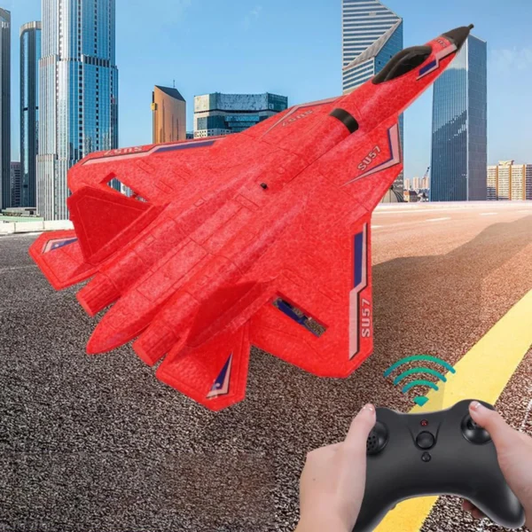 RC Plane SU57 2.4G Radio Remote Control Airplane With Light Fixed Wing Hand Throwing Foam Aircraft Model Toys For Children - Image 2