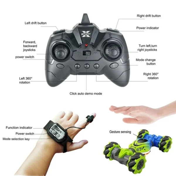 4WD RC Car Toy 2.4G Radio Remote Control Cars RC Watch Gesture Sensor Rotation Twist Stunt Drift Vehicle Toy for CHildren Kids - Image 5