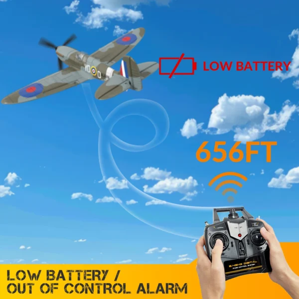 Volantex New Spitfire RC Plane EPP 400mm Wingspan RC Fighter One Key Aerobatic 2.4G 4CH RTF Warbird Plane - Image 4