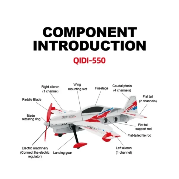QIDI-550 3D RC Airplane 500mm Wingspan One-Key Hanging Stunt with 6-Axis Gyro Wind Resistant Flight Control RTF Aircraft - Image 3