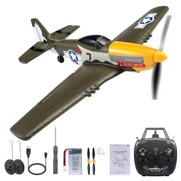 New P51 Mustang RC Plane 2.4G 4CH 6 Axis 410MM Wingspan Foam Fighter One Key Aerobatic RTF Aircraft Glider Toys Gifts - Image 6