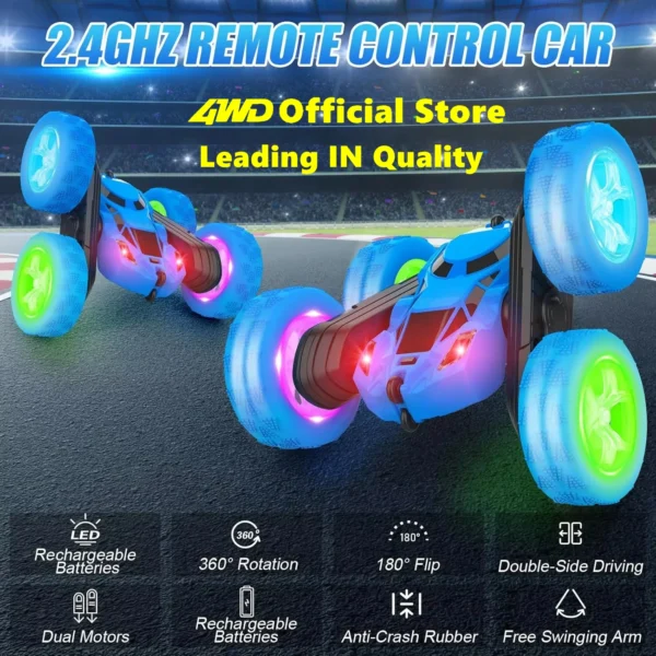 Remote Control Vehicle Fast Stunt RC Car 4WD Double Sided 360 Rotating Truck High Speed Off Road 4x4 Cars Toy Gift for Boy Girl - Image 2