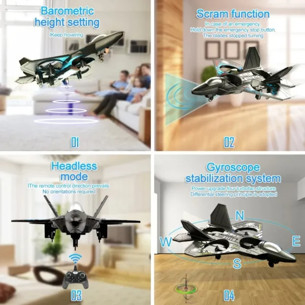 L0712 RC Plane 2.4G Remote Control Aircraft Gravity Sensing Helicopter Glider with Light EPP Foam Fighters for Boys Children - Image 6