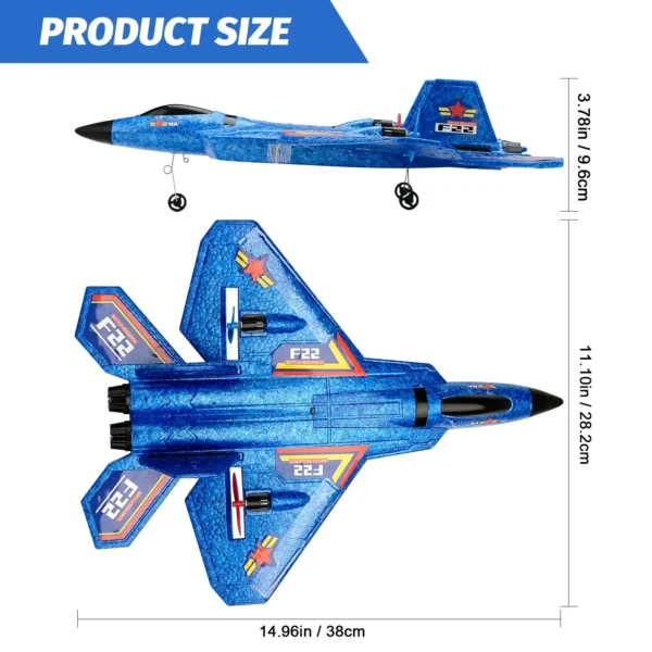 F22 Raptor RC Plane 2.4G 2CH Remote Control Flying Glider With LED Lights EPP Foam Airplane Toys For Children Gifts - Image 6
