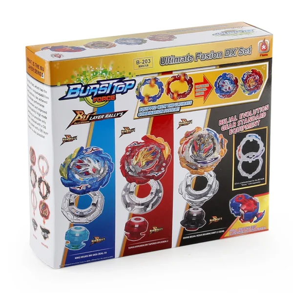 Bey Burst BU B-203 Ultimate DX Set Super Hyperion King Helios Divine Belial Boosters Gyro Blades Toy with Launcher - Image 5