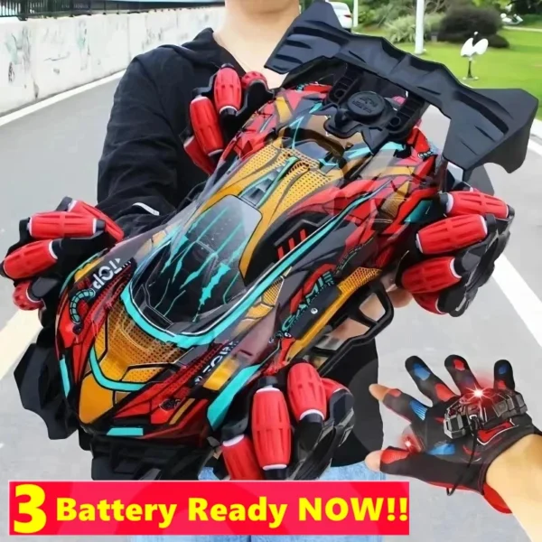 F1 Drift RC Car With Led Lights Music 2.4G Glove Gesture Radio Remote Control Spray Stunt Car 4WD 4x4 Electric Children Toys