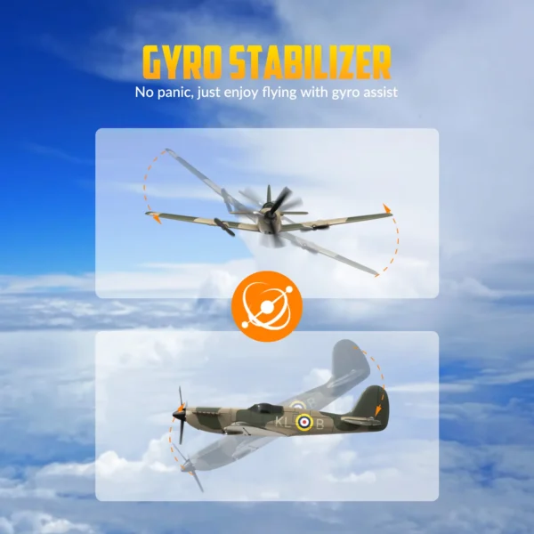 Spitfire RC Plane 2.4G 3CH Gyro Stabilizer Fixed Wing EPP Foam 400MM Wingspan Airplane RTF Fighter for Boys Children - Image 4