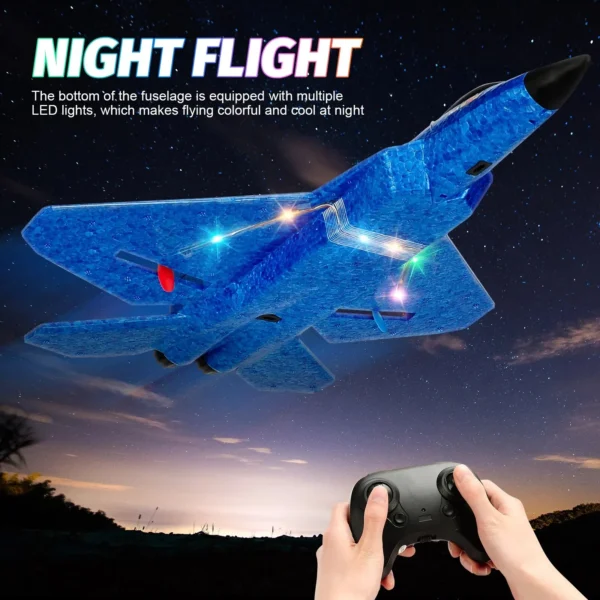F22 Raptor RC Plane 2.4G 2CH Remote Control Flying Glider With LED Lights EPP Foam Airplane Toys For Children Gifts - Image 2