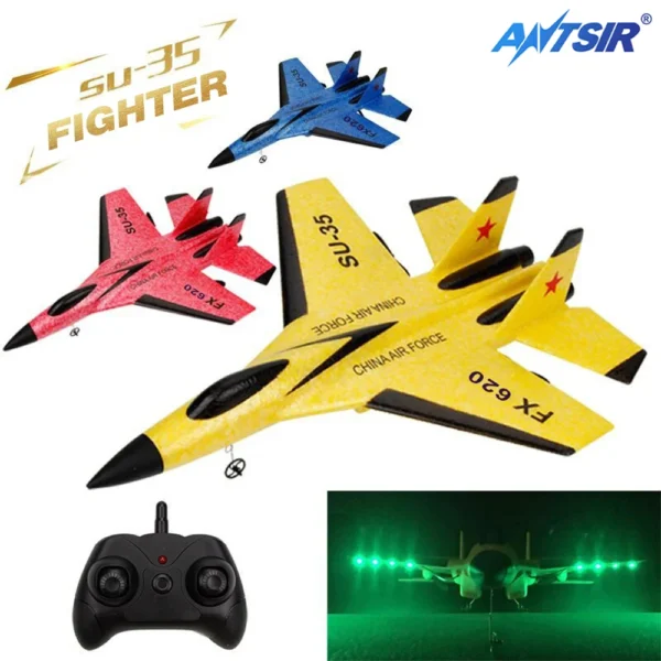 SU35 RC Plane FX620 FX820 2.4G Remote Control Flying Model Glider Airplane With LED Lights Aircraft Foam Toys For Children Gifts