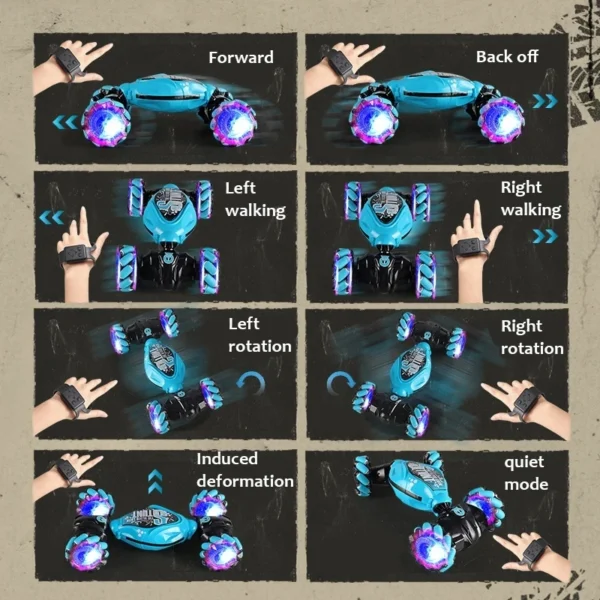 4WD 1:16 Stunt RC Car With LED Light Gesture Induction Deformation Twist Climbing Radio Controlled Car Electronic Toys for Kids - Image 4