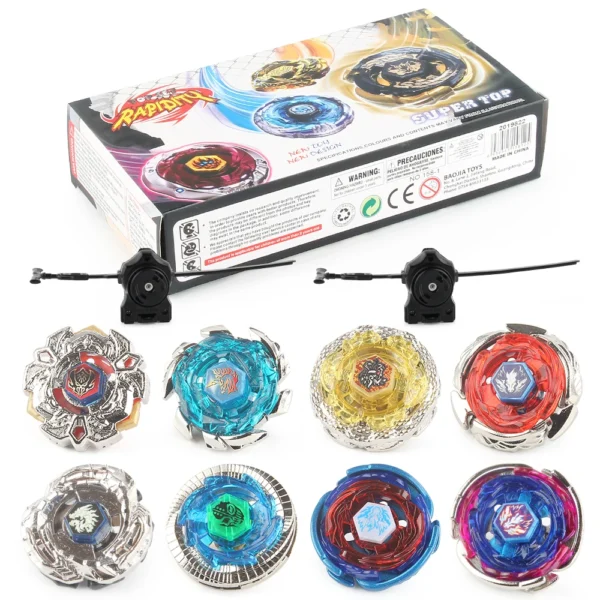 8pcs Blayblades Fusion Galaxy Pegasis Bey Gyro Metal Fury Masters 4D System Bley Bley with 2 Launchers Toy Gift Set - Image 2