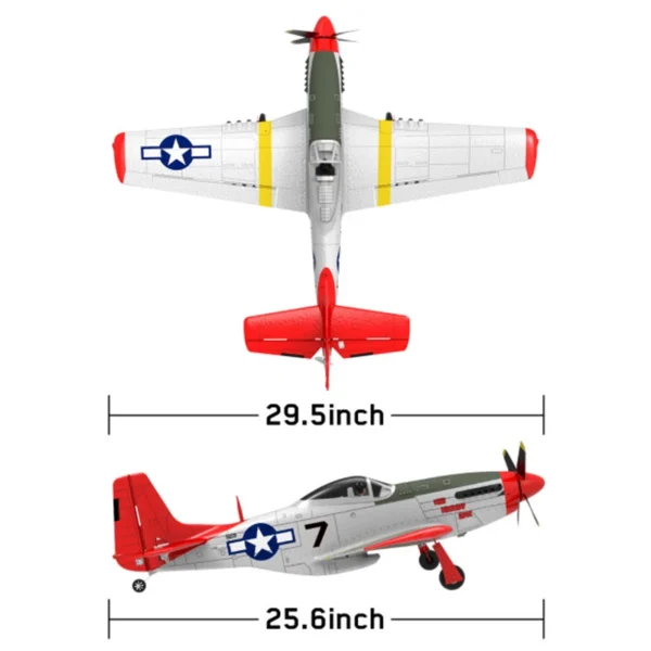P51D RC Plane 750MM Wingspan 4-Ch RC Aircraft RTF Mustang Airplane W One-key Aerobatic RC Toys Gifts (761-5 RTF) - Image 6