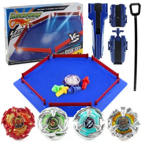 Blayblade X BX 4PCS Gyros Metal Battle Spinning Top Booster with Ripcord String Launcher Stadium Gift Toy Set - Image 2