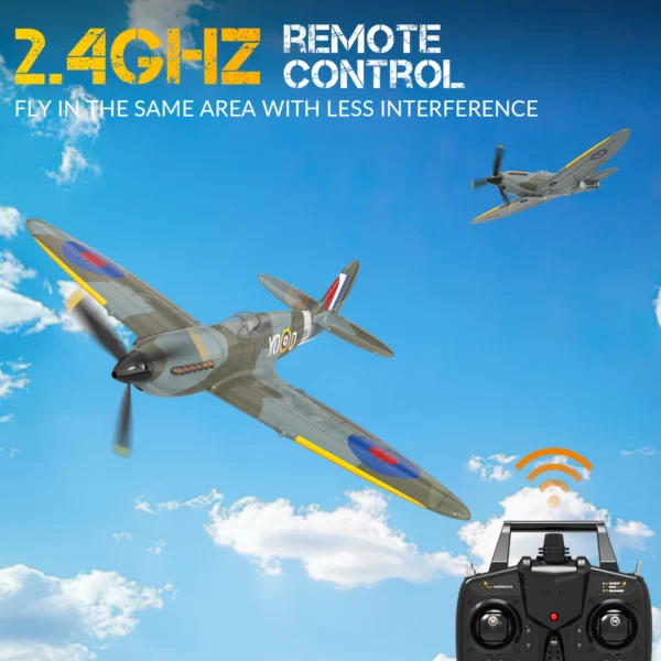 Volantex New Spitfire RC Plane EPP 400mm Wingspan RC Fighter One Key Aerobatic 2.4G 4CH RTF Warbird Plane - Image 2