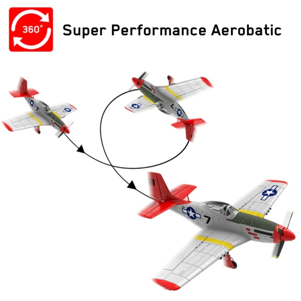 P51D RC Plane 750MM Wingspan 4-Ch RC Aircraft RTF Mustang Airplane W One-key Aerobatic RC Toys Gifts (761-5 RTF) - Image 2