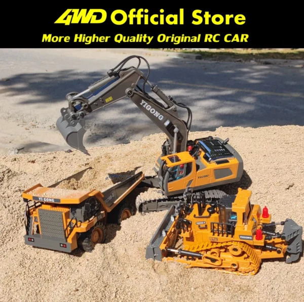 Children Remote Control Excavator Dump Bulldozer Loader 4WD RC Car Off Road 4x4 Truck LED Light Wireless Radio Toy for Adult Kid - Image 2