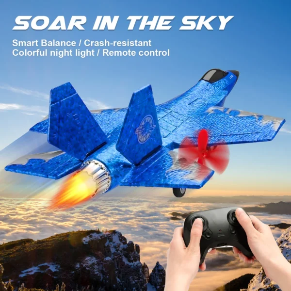 ANTSIR F22 Raptor RC Plane With LED Lights 2.4G Remote Control Aircraft EPP Foam RC Flying Model Glider Toys For Children - Image 2