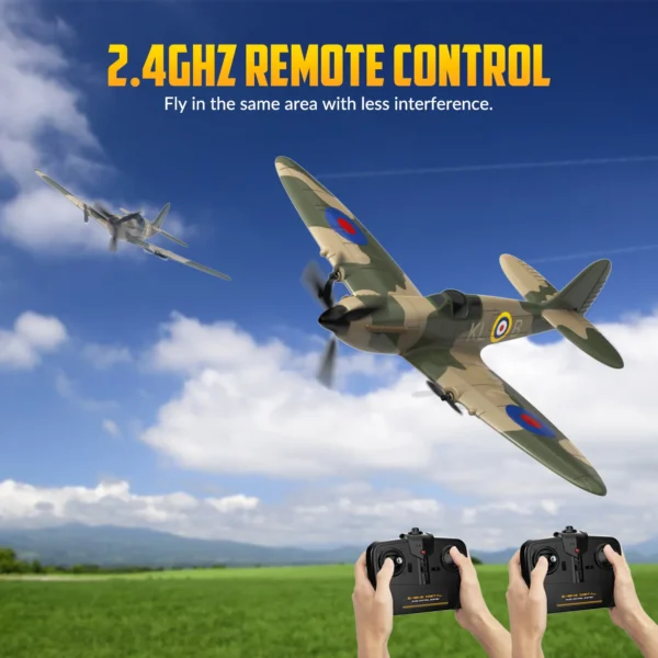 Spitfire RC Plane 2.4G 3CH Gyro Stabilizer Fixed Wing EPP Foam 400MM Wingspan Airplane RTF Fighter for Boys Children - Image 2