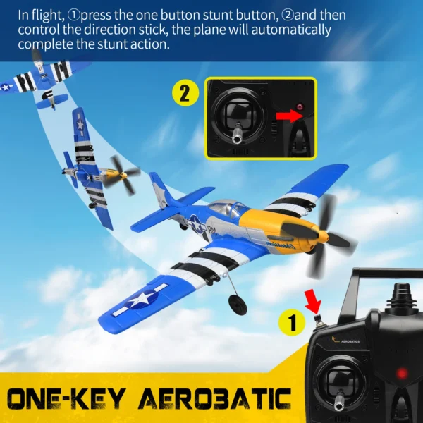 ANTSIR Zero/SpitfireP51D Mustang/F4U Corsair 4Ch RC Plane 400MM Wingspan Wrdbird Fighters 2.4G 6-Axis One Key Aerobatic Airplane - Image 4