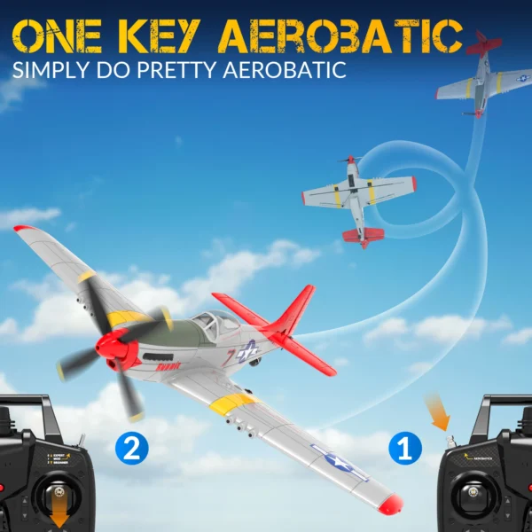 New P51D RC Airplane One-key Aerobatic 2-Ch/4-Ch RC Plane RTF Mustang Aircraft W/Xpilot Stabilization System (761-5 RTF) - Image 3
