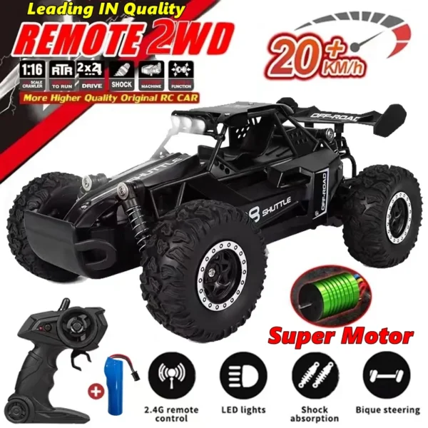 2025 New RC Car 1:16 2.4Gh Model With LED Lights 2WD Off-road Remote Control Climbing Vehicle Outdoor Cars Drift Toys Boys Gifts