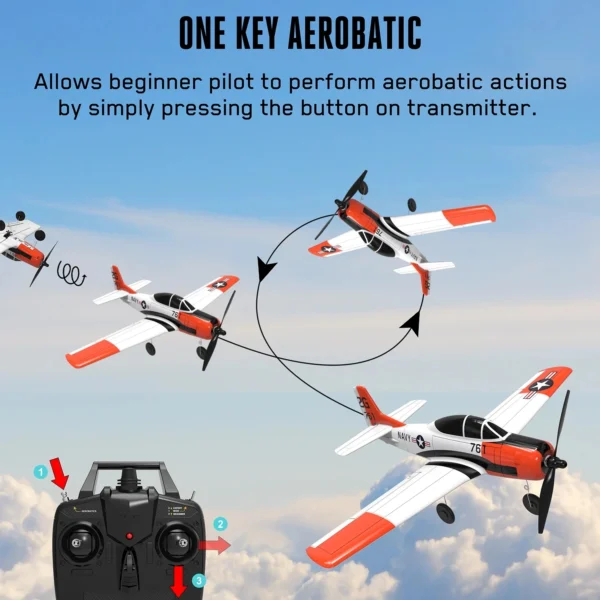 T28 RC Airplane 2.4G 4CH Remote Control Plane EPP RC Aircraft One-key Aerobatic RTF RC Fighter 761-9 - Image 5